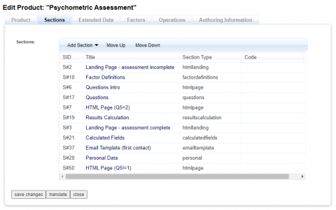 questionnaire configuration